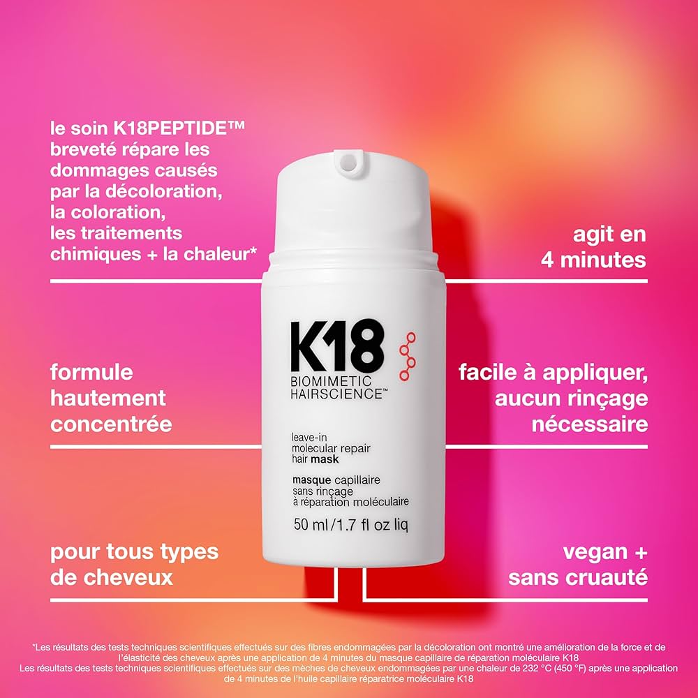 Masque K18  résultats visibles dès la 1ère utilisation. Stalter Coiffeur.
