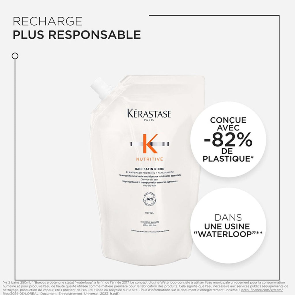 Recharge éco-responsable Bain Satin Riche 82% de plastique en moins Kérastase