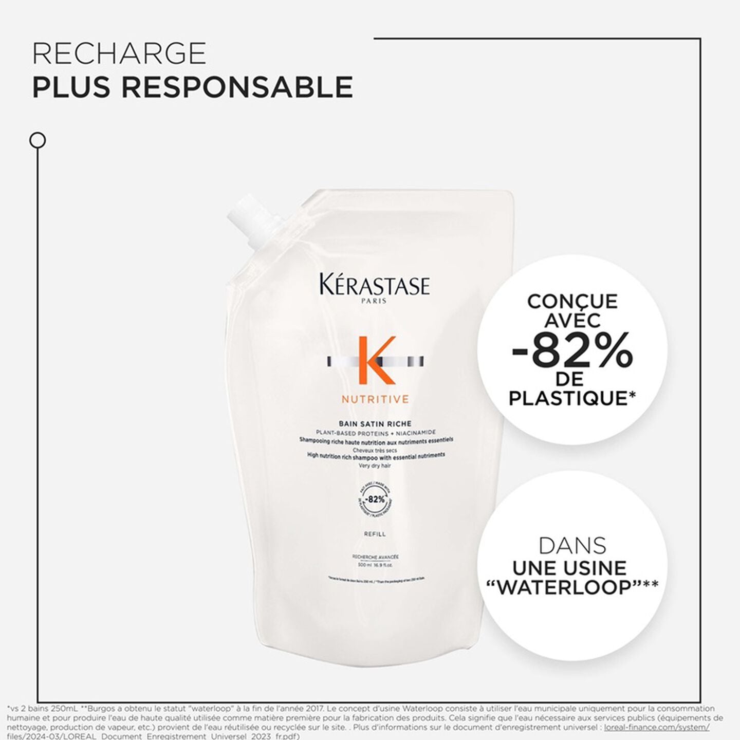 Recharge éco-responsable Bain Satin Riche 82% de plastique en moins Kérastase