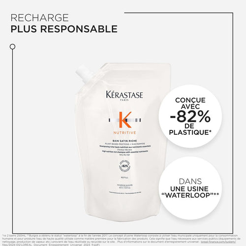 Recharge éco-responsable Bain Satin Riche 82% de plastique en moins Kérastase