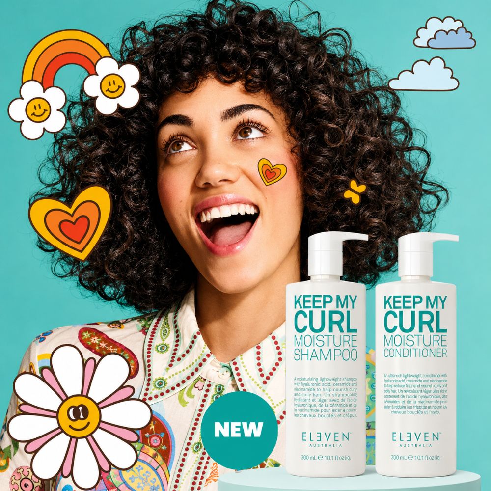 Routine capillaire Eleven Australia Keep My Curl avec shampoing et soin pour sublimer les cheveux bouclés