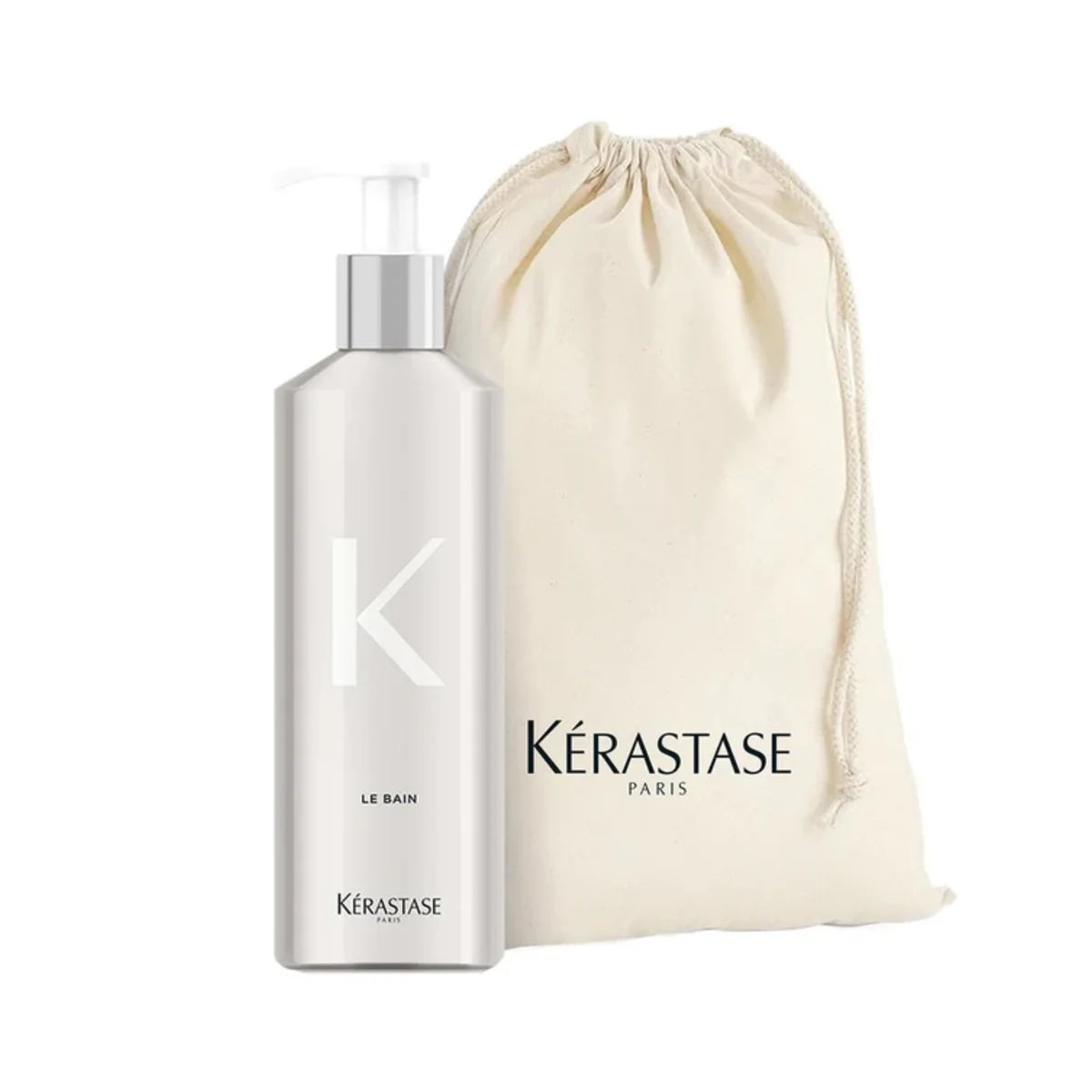 Bouteille aluminium rechargeable Kérastase offerte Le Bain avec pochon
