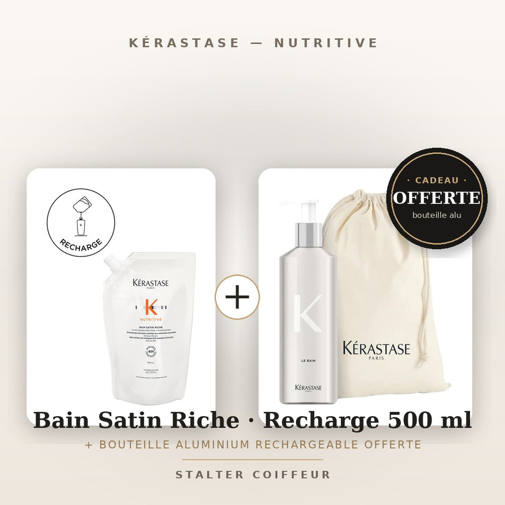 Bouteille aluminium rechargeable Kérastase offerte avec Le Bain 