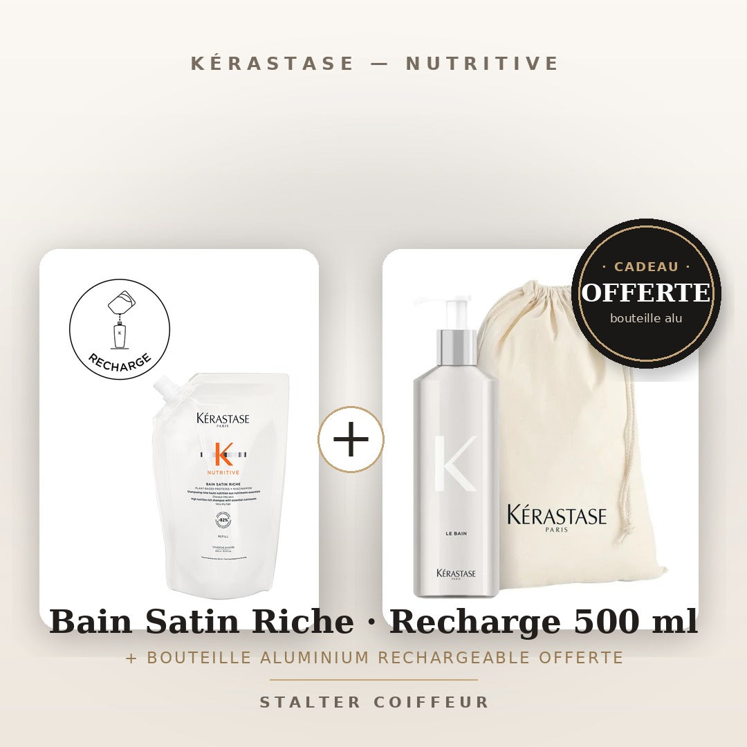 Bouteille aluminium rechargeable Kérastase offerte avec Le Bain 